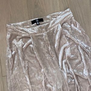 Wide Leg Missguided Crushed Velvet Cream Pant